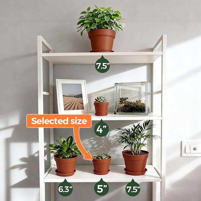 T4U 5 Inch Plant Pot 8-Pack, Plastic Pots