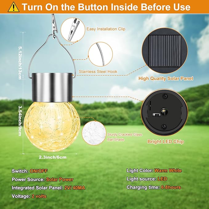 12Pack Hanging Outdoor Solar Lights