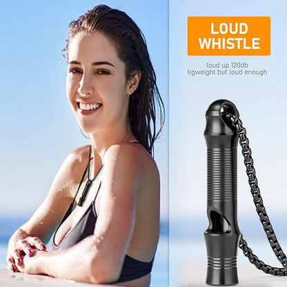 TISUR Titanium Emergency Whistle,EDC Safety Whistles Necklace Loud up to 120db,Survival Whistles for Survival,Hiking,Camping,Pets Training