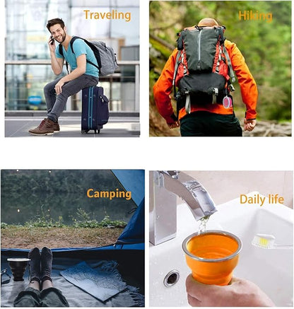 Collapsible Cup - Silicone Foldable Cup-Expandable Folding Drinking Cup -Reusable Portable Mugs Cup For Travel, Camping, Hiking, Survival, Car, Picnic, Beach, Holiday Vacation, Outdoor Sports