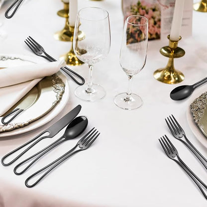 Black Silverware Hollow Flatware Set