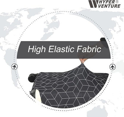 HYPER VENTURE Washable Luggage Cover - Fashion Suitcase Protector Fits 23-26 Inch Luggage (Black Maze, M)