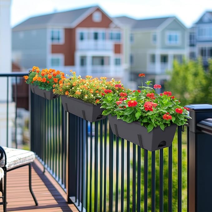 CADUKE Railing Planter Boxes 6 PCS, Planter Boxes