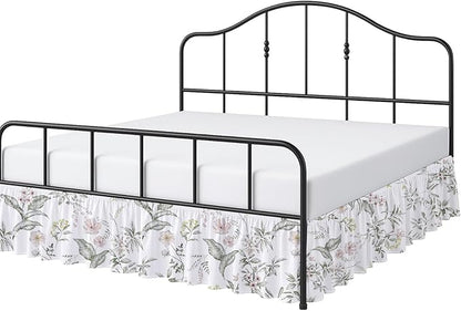 Cottington Lane Ruffled Bed Skirt King Size with Split Corner, Brushed Microfiber Hotel Quality Dust Ruffle, 21 Inch Drop Gathered Bedskirt, Soft, Stylish, Shrink & Fade Resistant, Morning Petals