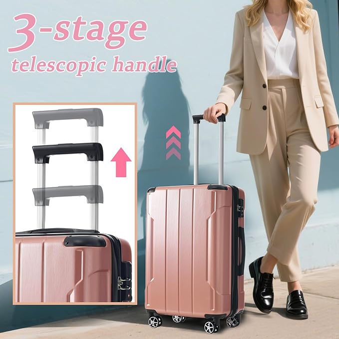 Merax 24 Inch Expandable Checked Luggage, Hardshell ABS Medium Suitcase with Spinner Wheels, TSA Lock, Lightweight Travel Suitcase for Long Trips and Vacations