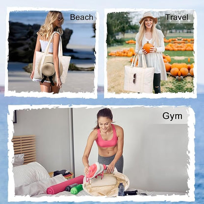 LEDAOU Beach Bags for Women, Beach Bags Waterproof Sandproof, Packable Beach Tote Bag with Zipper Travel Sports