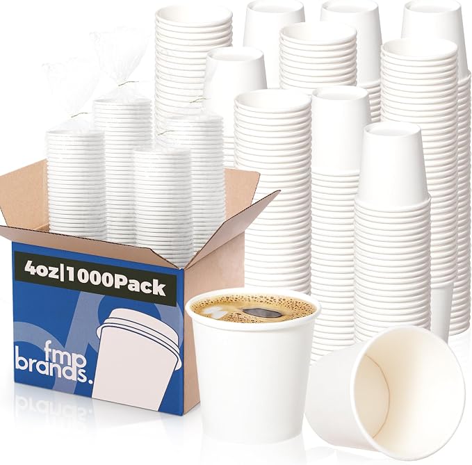 Fit Meal Prep [1000 Pack 4 oz Disposable White Paper Cups