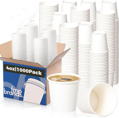 Fit Meal Prep [1000 Pack 4 oz Disposable White Paper Cups