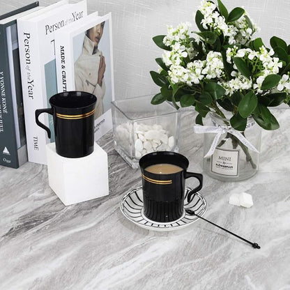 Nervure 60 Pack Black Plastic Coffee Mugs
