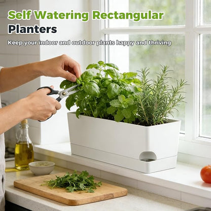2 Pack Self Watering Pots for Indoor Plants 17 Inches Window Boxes Planters