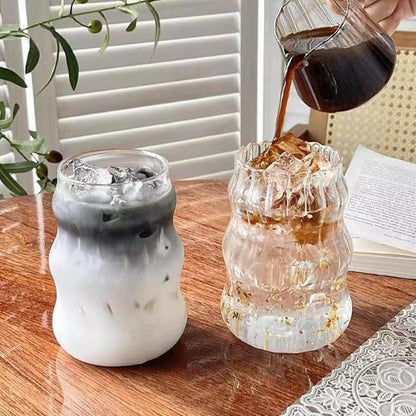 2 Pcs Ribbed Glass Cups, 18 Oz Vintage Drinking Glassware