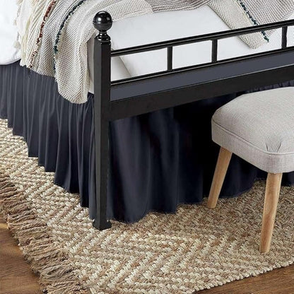 SlumberWell Twin Bed Skirt with Split Corners, Soft Microfiber, 18 Inch Drop, Dark Grey Solid, Elegant Ruffled Design