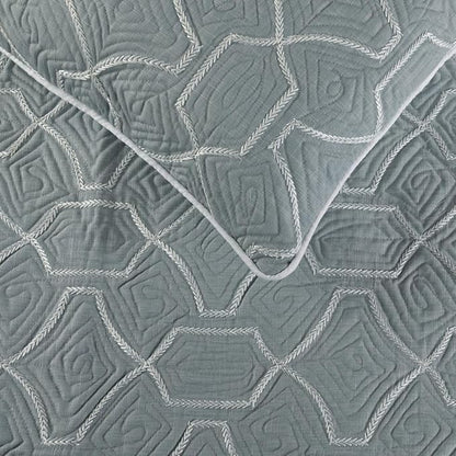 The HomeCentric King Queen Twin Grey Blue Bed Runner Without Pillow Cover, CA King Size 86"x18" Bed Runner Without Pillow Cover, Linen Quilted Embroidery, Modern Contemporary - Atmosphere