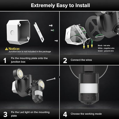 SANSI 25W 3000LM Motion Sensor Outdoor Security Lights, 5000K Daylight