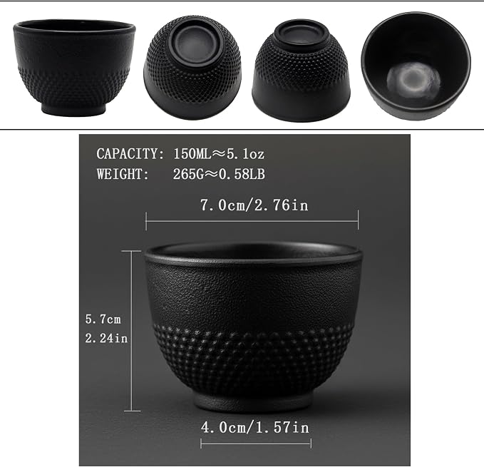 Japanese Cast Iron Tea Cups, Small and Heavy Teacups