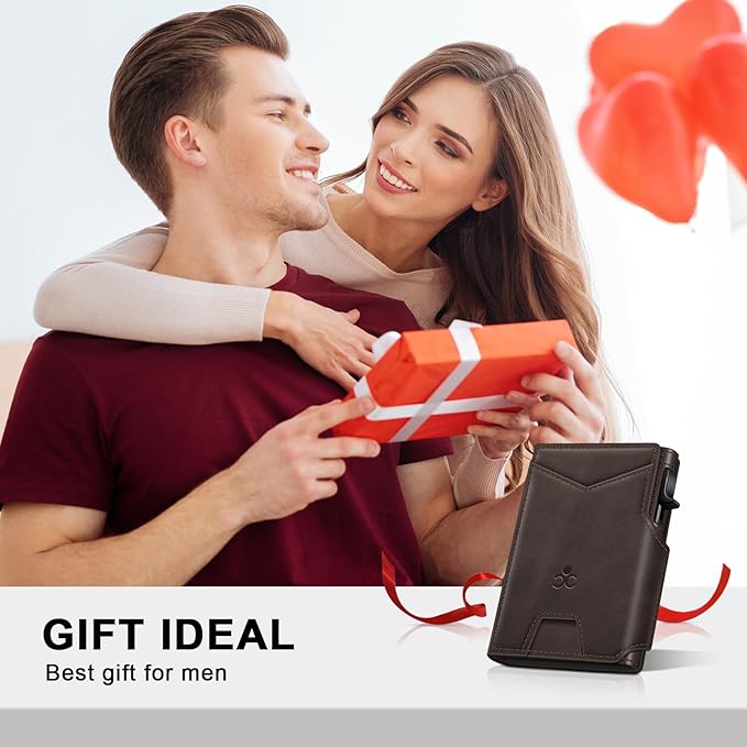 Wallet for Men Wallet with Slim Pop Up Card Holder 9-13 Cards, Bifold Minimalist Smart Wallet RFID Blocking Credit Card Holder with ID Window & Stretchable Cash Slot Compact Metal Aluminum Card Case