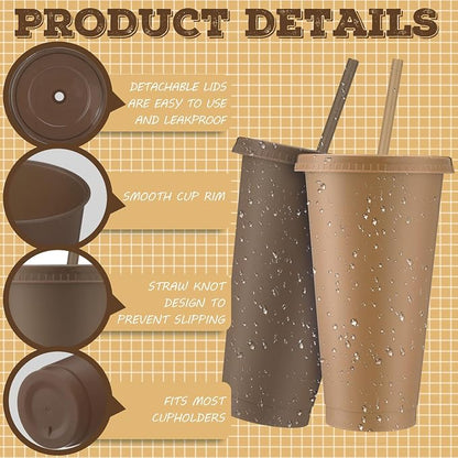 Skylety 12 Pcs Brown Plastic Cups