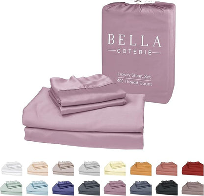 Bella Coterie Luxury Bamboo Viscose Queen Size Sheet Set | 100% Organically Grown | Ultra Soft | Cooling for Hot Sleepers | 18" Deep Pocket [Lilac]