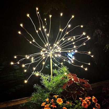 FOOING 8 Pack Solar Garden Lights Solar Firework Lights Waterproof, 200 LED