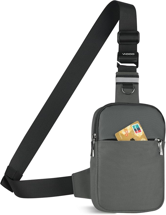 VADOO Crossbody Bags for Women, Mini Lightweight RFID Blocking Sling Men Bag for Phone and Travel (Basic Version- Grey)