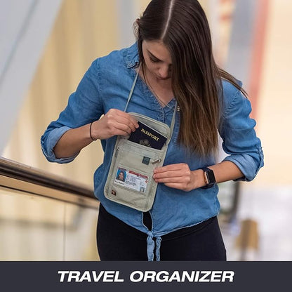 Lewis N. Clark RFID Blocking Stash Neck Wallet, Travel Pouch + Passport Holder for Women & Men, Taupe, One Size