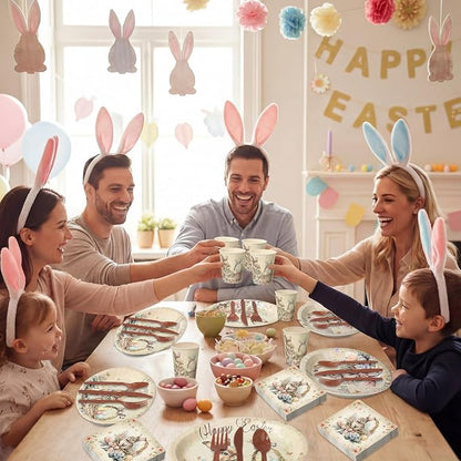 350 Pcs Easter Bunny Oval Paper Plates Set