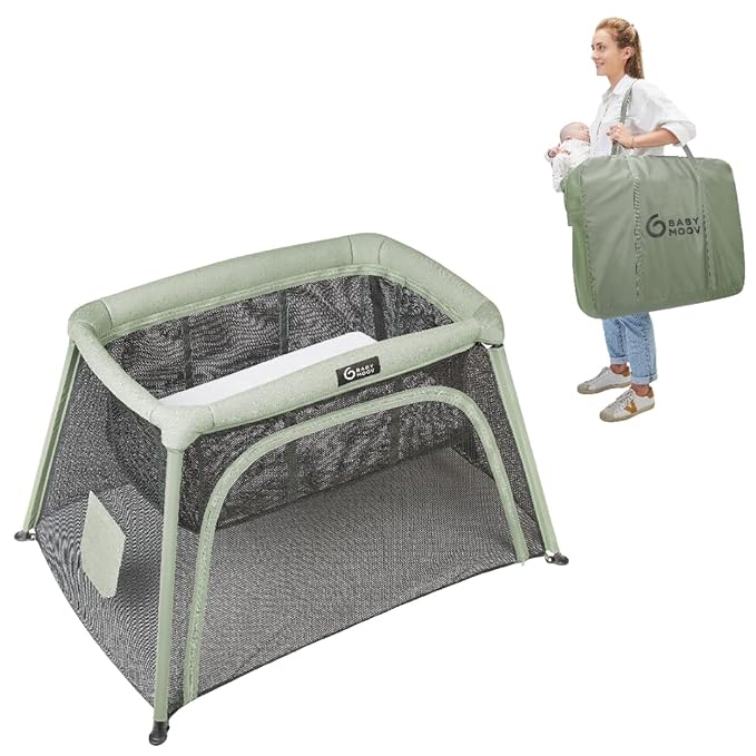 Babymoov Moov & Comfy 3-in-1 Lightweight Travel Crib, Baby Play Yard, and Infant Bassinet (Certified for Overnight Sleep in The U.S & Canada)