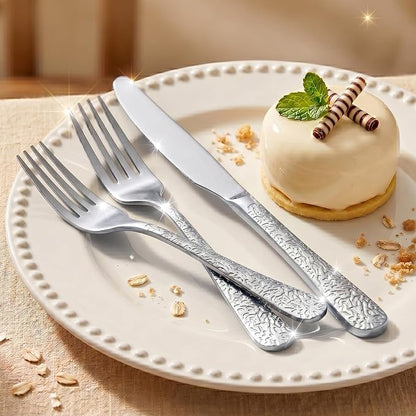40 Piece Silverware Set for 8, Vintage Stainless Steel Flatware Set | Stone