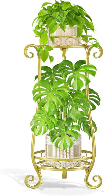 LASZOLA 2 Tier Gold Metal Plant Stand