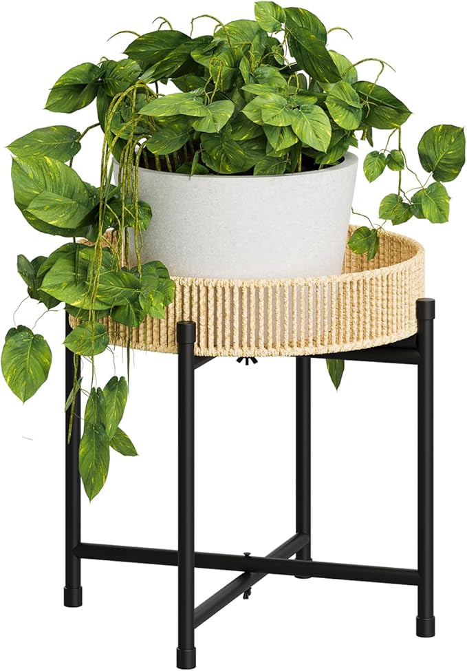 Bamworld Rattan Plant Stand Indoor Boho Plant Table