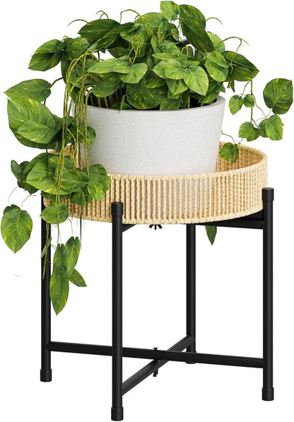 Bamworld Rattan Plant Stand Indoor Boho Plant Table