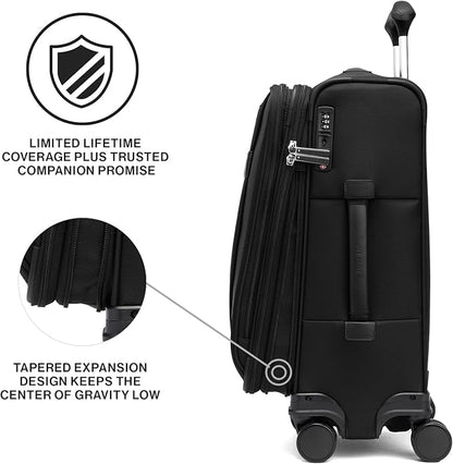 Travelpro VersaPack+ Lightweight Softside Expandable Carry on Luggage, 8 Spinner Suitcase, TSA Lock, Men and Women, Carry On 21-Inch, Black