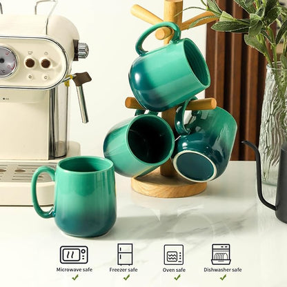 HASENSE 15oz Ceramic Mug Set of 4, Housewarming Gift Idea