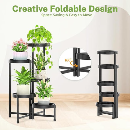 iDavosic.ly 5 Tier Folding Plant Stand Indoor Outdoor