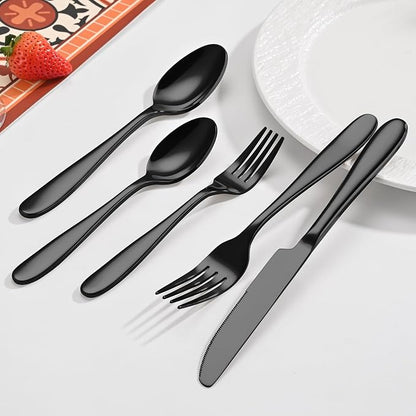 40-Piece Black Silverware Set, Flatware Set
