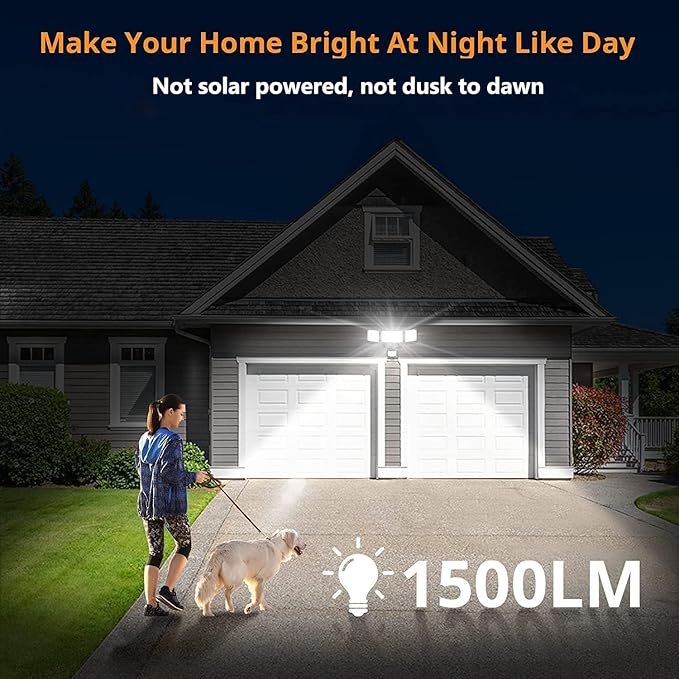 LEPOWER Battery Powered LED Flood Light Outdoor, 1500LM Motion Sensor Security