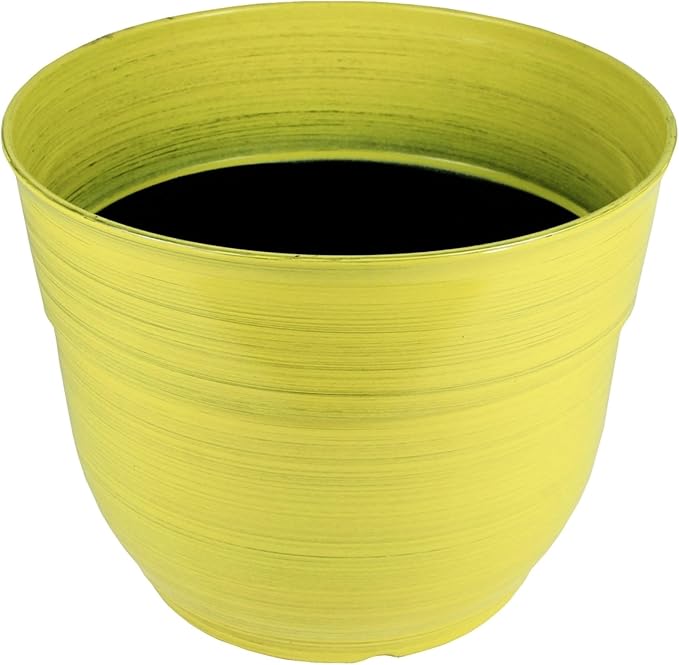 Garden Elements Indoor/Outdoor Glazed Brushed Happy Plastic Planter, Bright