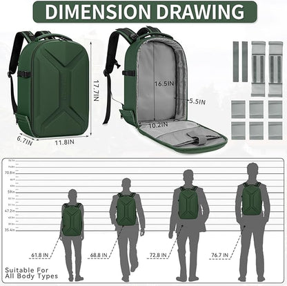 TORIBIO Camera Backpack, Hardshell DSLR Photography Camera Bag, Waterproof Hard Shell Camera Case with Tripod Holder & 15.6" Laptop Compartment Compatible with Canon/Nikon/Sony/DJI Mavic Drone