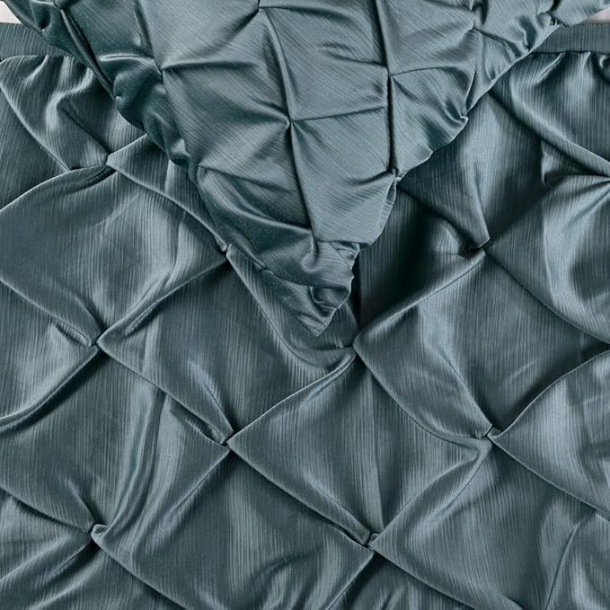 The HomeCentric Decorative Blue Full 68 x 18 inch Bed Runner Without Pillow Cover, Satin Pintucks Bed Scarf, Solid Color Modern - Satin Nights