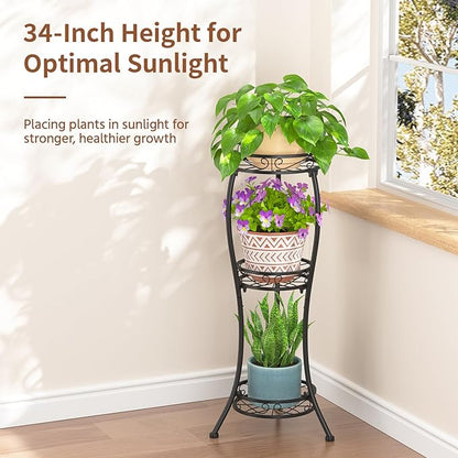 LASZOLA Black 3 Tier Tall Plant Stand