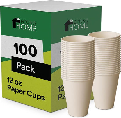 EconoHome 12 oz 100 Pack Disposable Coffee Paper Cups