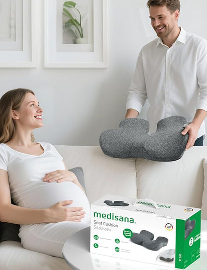 Medisana Seat Cushion, SC 100 Seat Cushions for Office Chairs, Car Seat, Wheelchair - Sciatica & Tailbone & Coccyx Pain Relief Pillow for Driver Sedentary, Christmas White Elephant Gifts for Adults