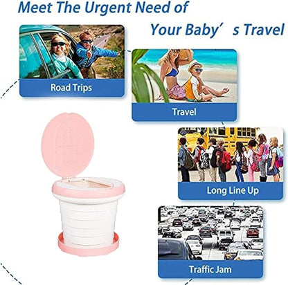 SunnySmile Travel Potty for Toddler, Portable and Foldable Toilet, Apply to Seat Emergency Toilet for Car, Camping, Outdoor, Indoor (pink, large)