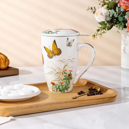 AmorArc Tea Cup With Infuser and Lid, 18oz Loose Leaf Tea Mug With Steeper |
