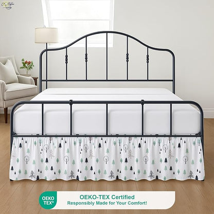 Cottington Lane Ruffled Bed Skirt Full Size with Split Corner, Brushed Microfiber Hotel Quality Dust Ruffle, 21 Inch Drop Gathered Bedskirt, Soft, Stylish, Shrink & Fade Resistant, Winter Forest