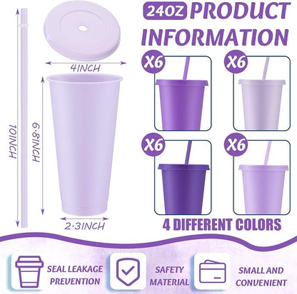 Skylety 24 Pcs Purple Plastic Cups