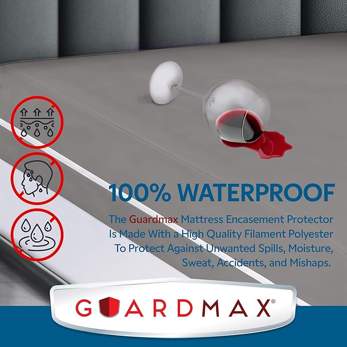 Guardmax Jersey Knitted Mini Crib Size Zippered Mattress Encasement - Waterproof & Bed Bug Proof Mattress Protector - Comfortable, Soft, and Noiseless Zippered Bedding - Dust Mite Proof (24 x 38 x 3)