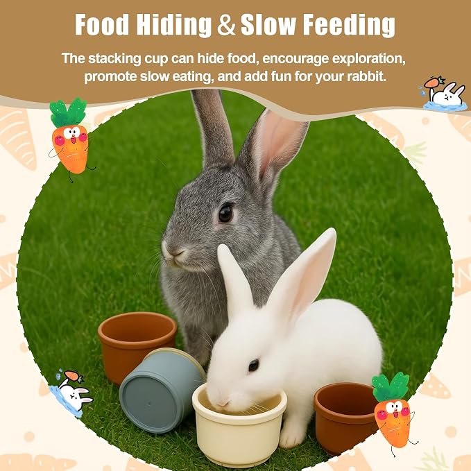 8 Pcs Stacking Cups for Rabbits, Nesting Rabbit Toys of Different Sizes