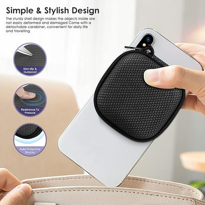 Earbud Case Hard EVA Earphone Carrying Case Cell Phone Accessories Storage Bag with Carabiner for Airpods Headset Earphone Flash Drive Charging Cable Key Wall Charger