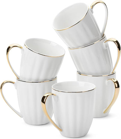 BTaT- White Porcelain Coffee Mug Set, 6 Pack